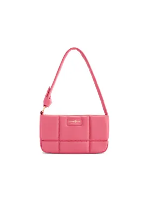 Square Stitch Cushion Shoulder Bag - Coral