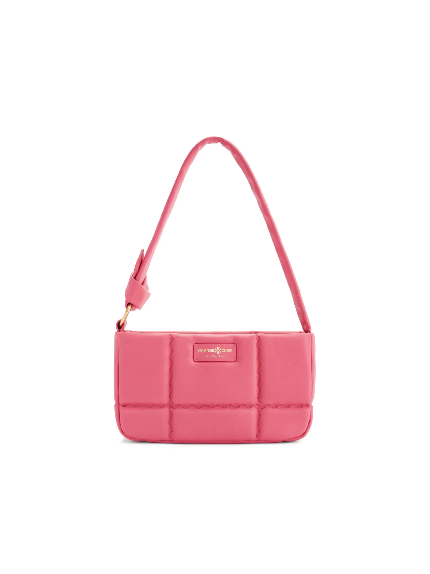 Square Stitch Cushion Shoulder Bag - Coral