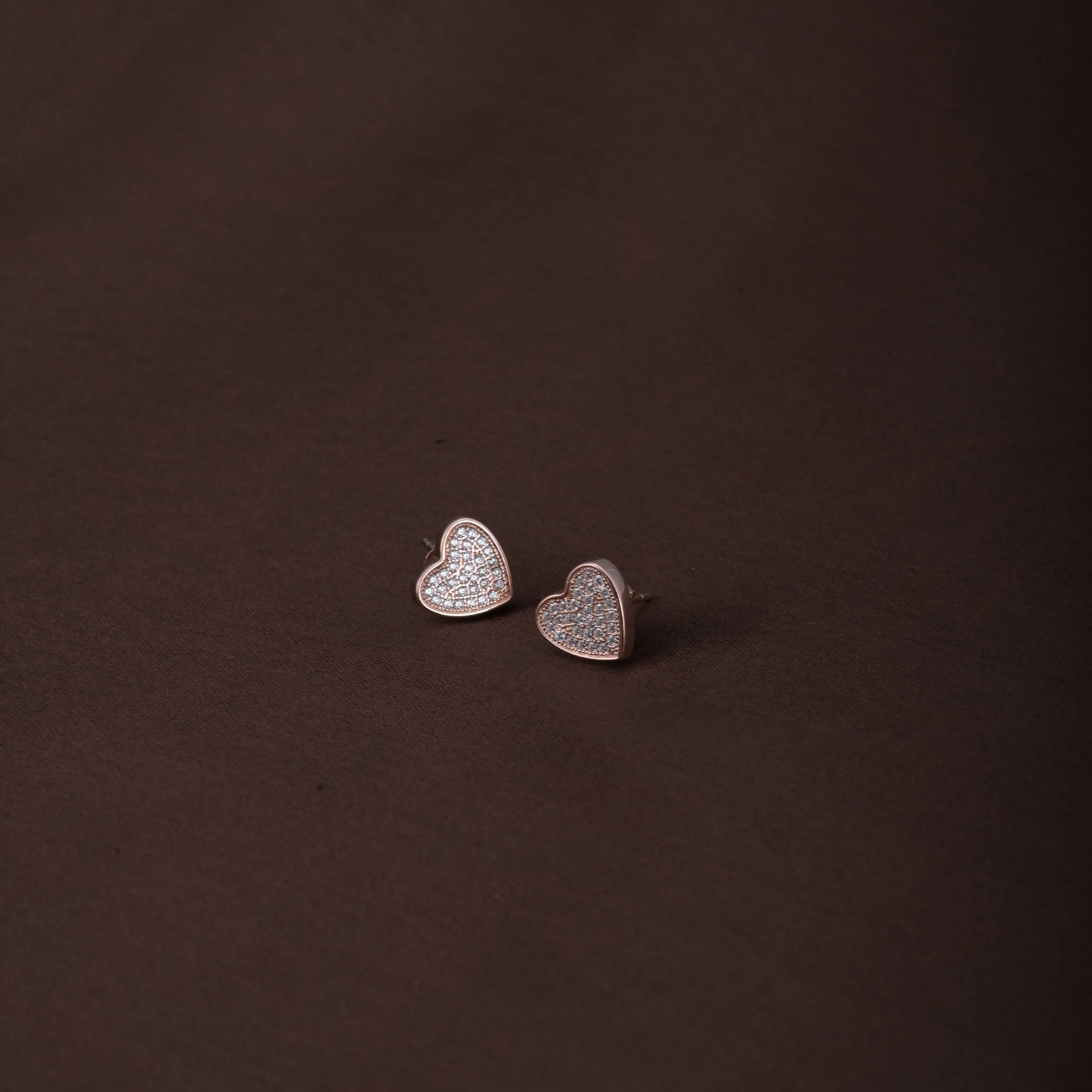 Starlit Heart Studs | Rose Gold