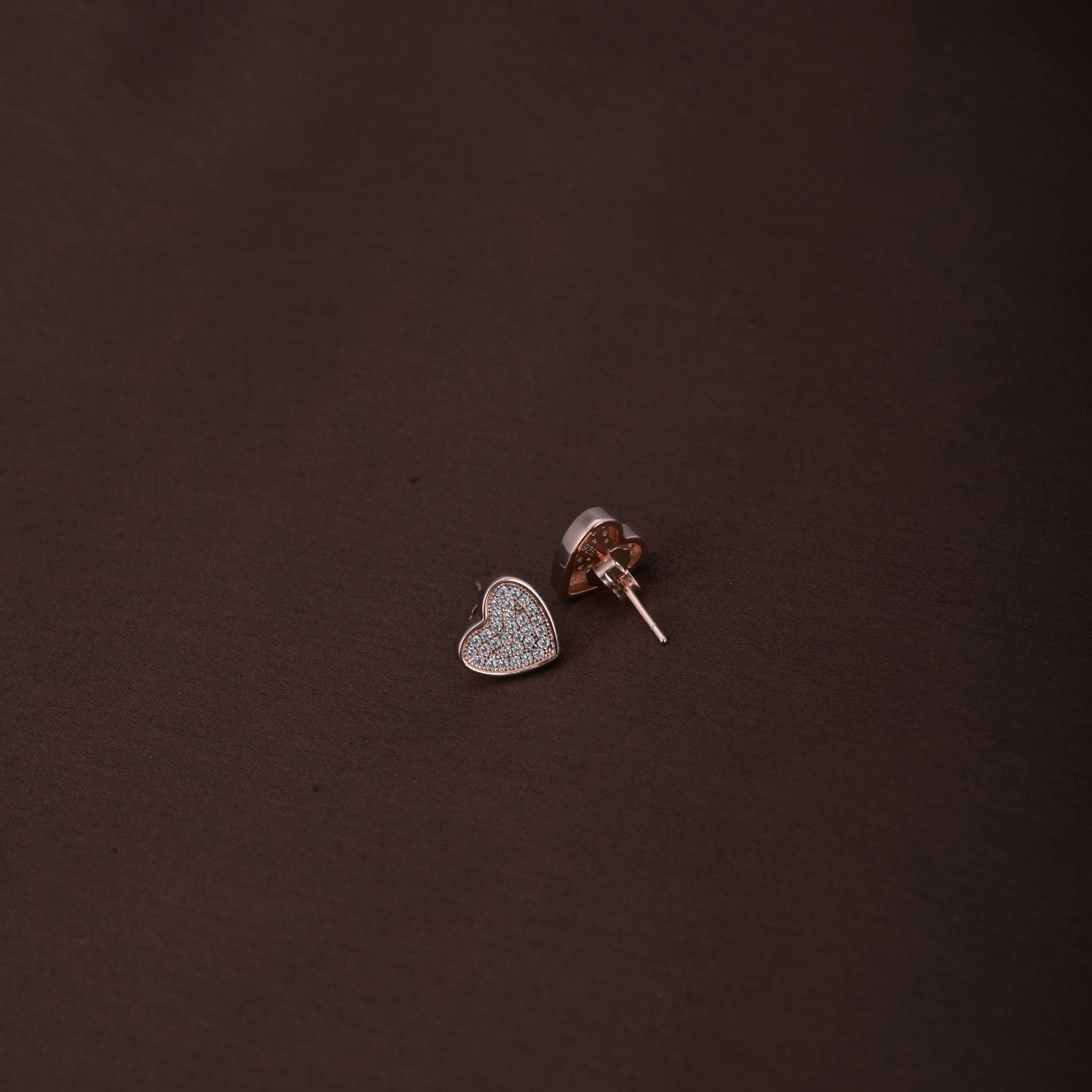 Starlit Heart Studs | Rose Gold