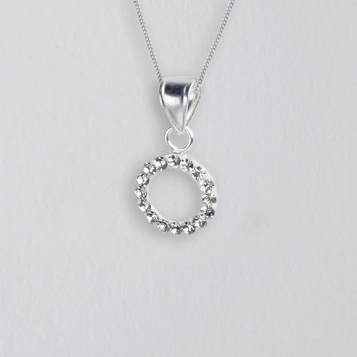 Sterling Silver Jewelled Ring Pendant Necklace