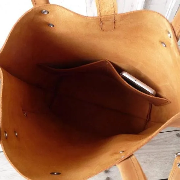 Tan Large Leather Tote Bag