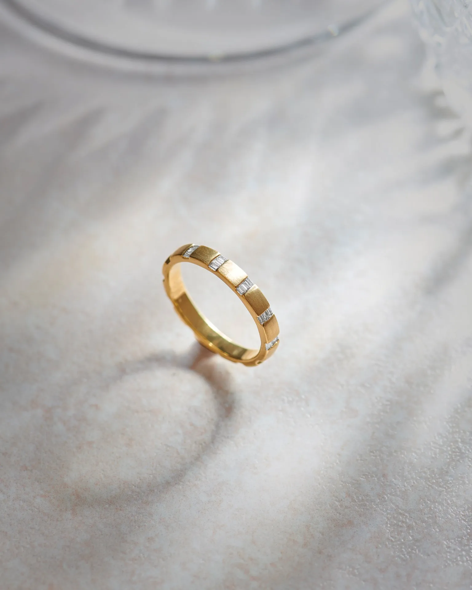Textured Baguette Diamond Band