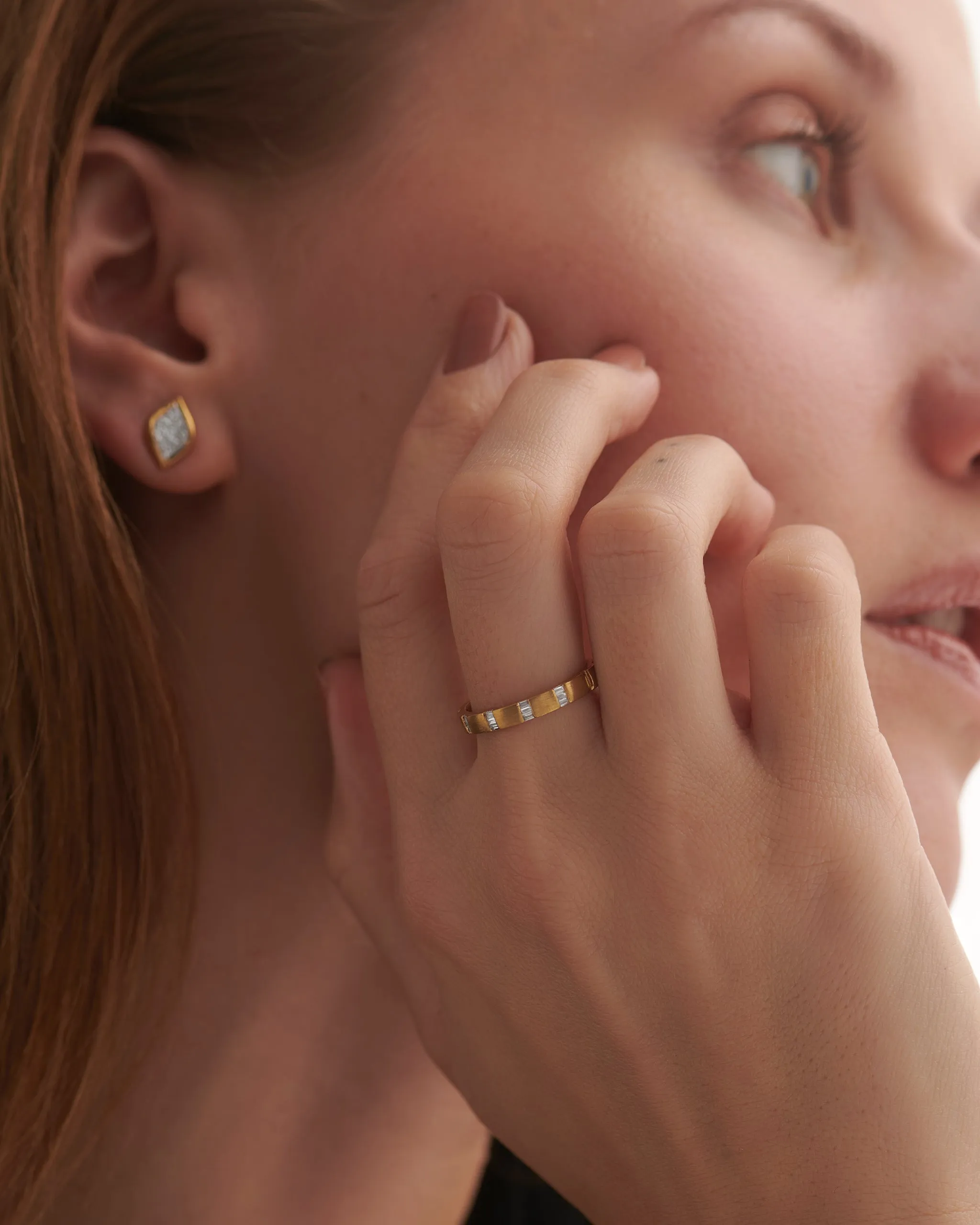 Textured Baguette Diamond Band