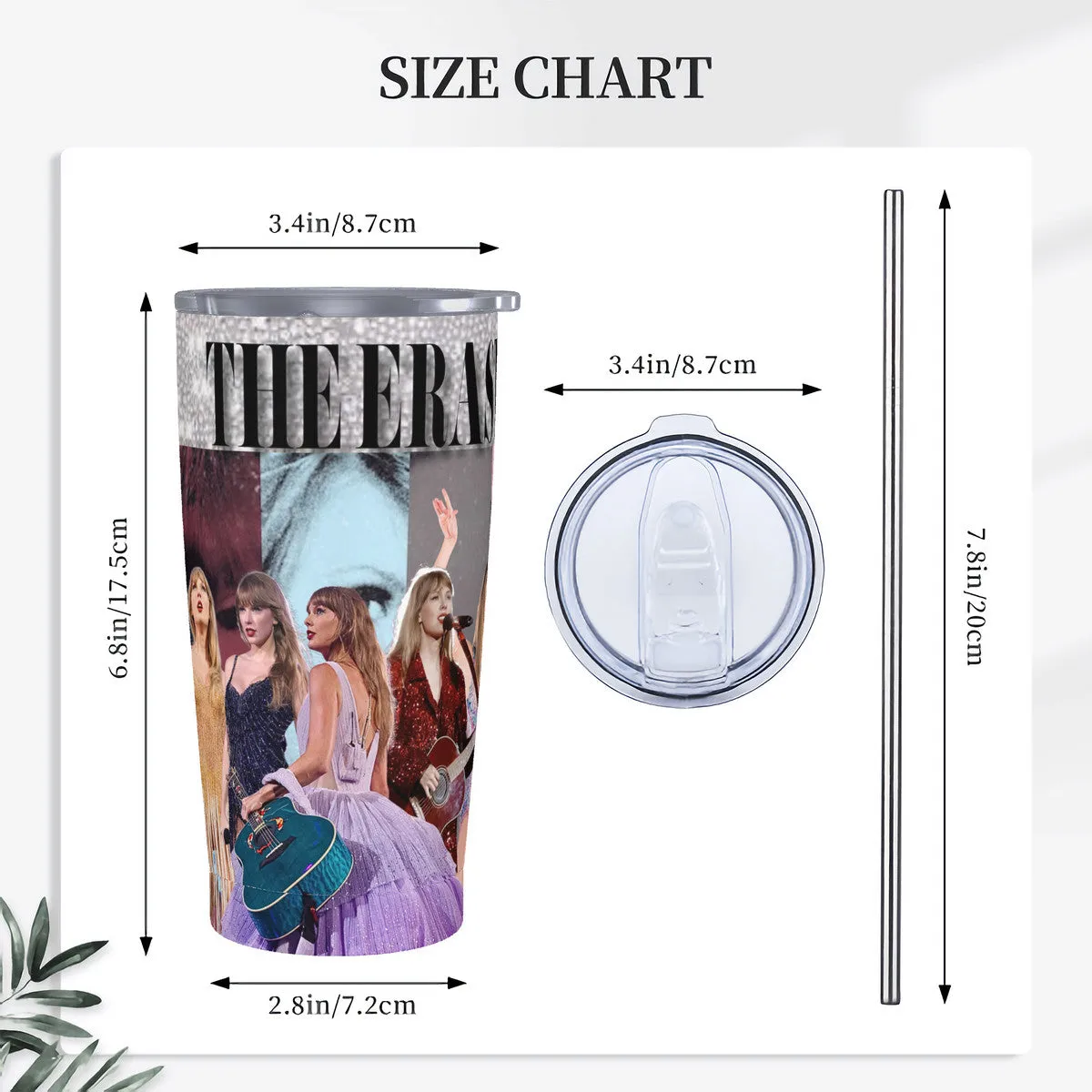 The Eras Tour 20oz Stainless Steel Straw Lid Cup