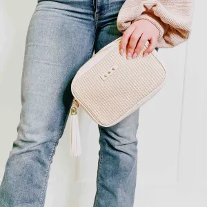 The Silvia Straw Camera Bag in Ivory