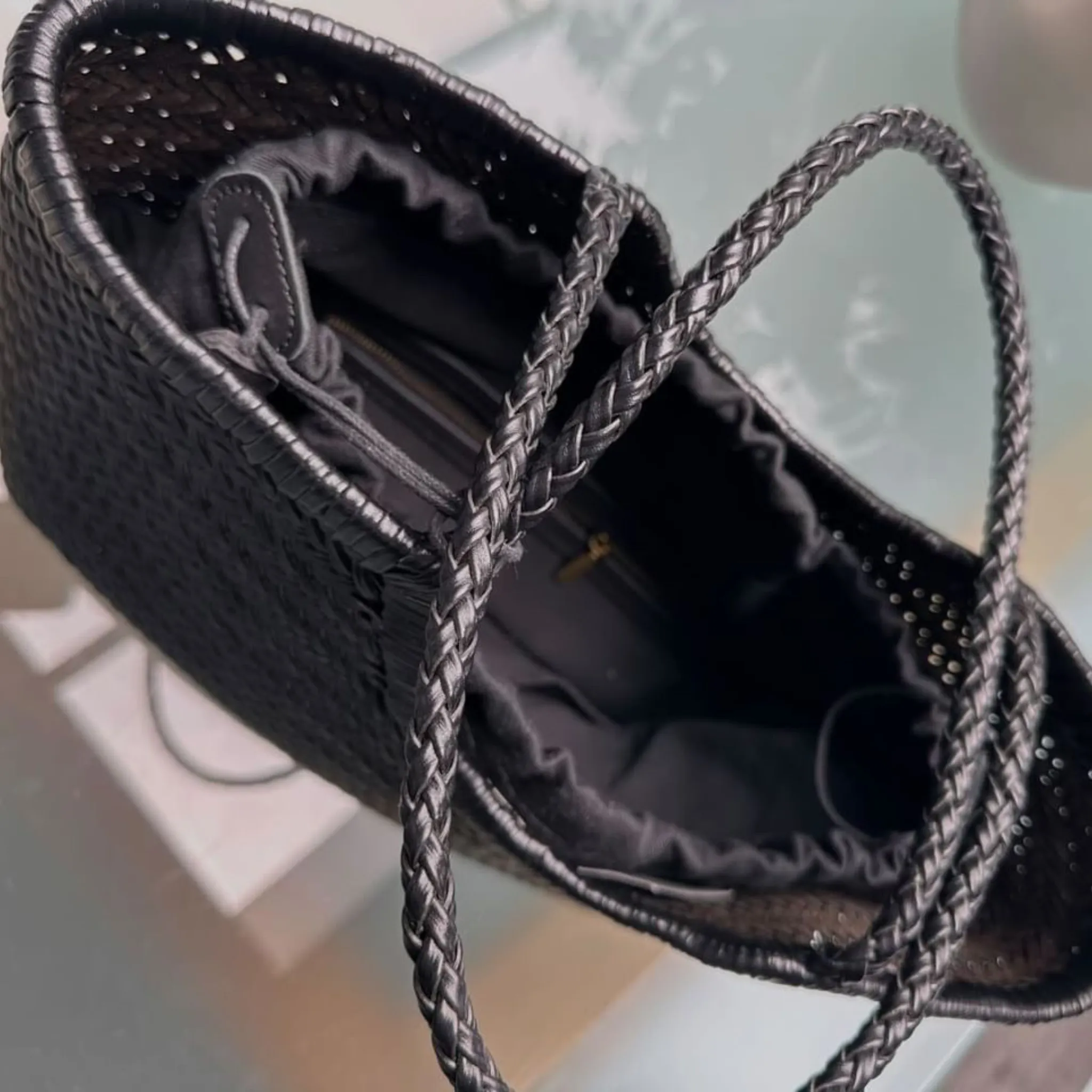 The Woven Leather Basket Bag