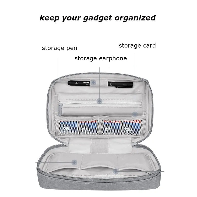 Travel Gadget Bag Portable Digital Storage Bag for USB Cable Power Bank Phone Charger Accessories