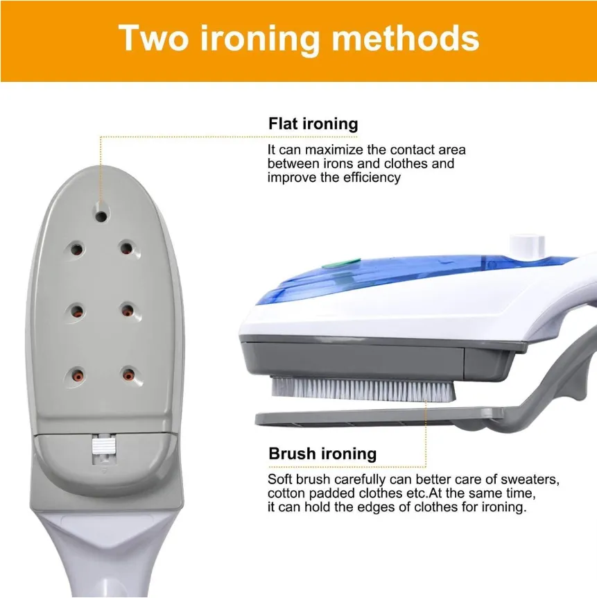 Travel-Ready Handheld Electric Steamer Iron with Brush and Fluff Remover