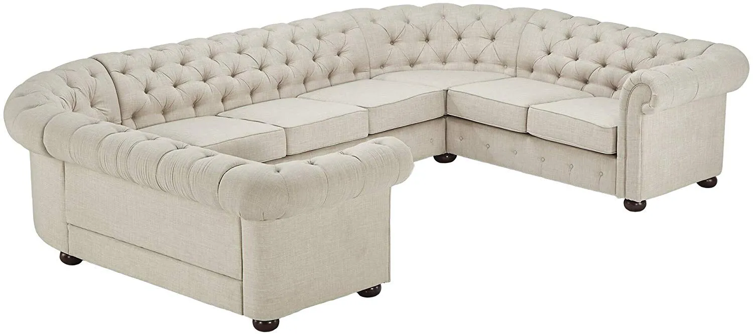 Tufted Scroll Arm Chesterfield 9-seat U-Shaped Sectional by Artisan Brown