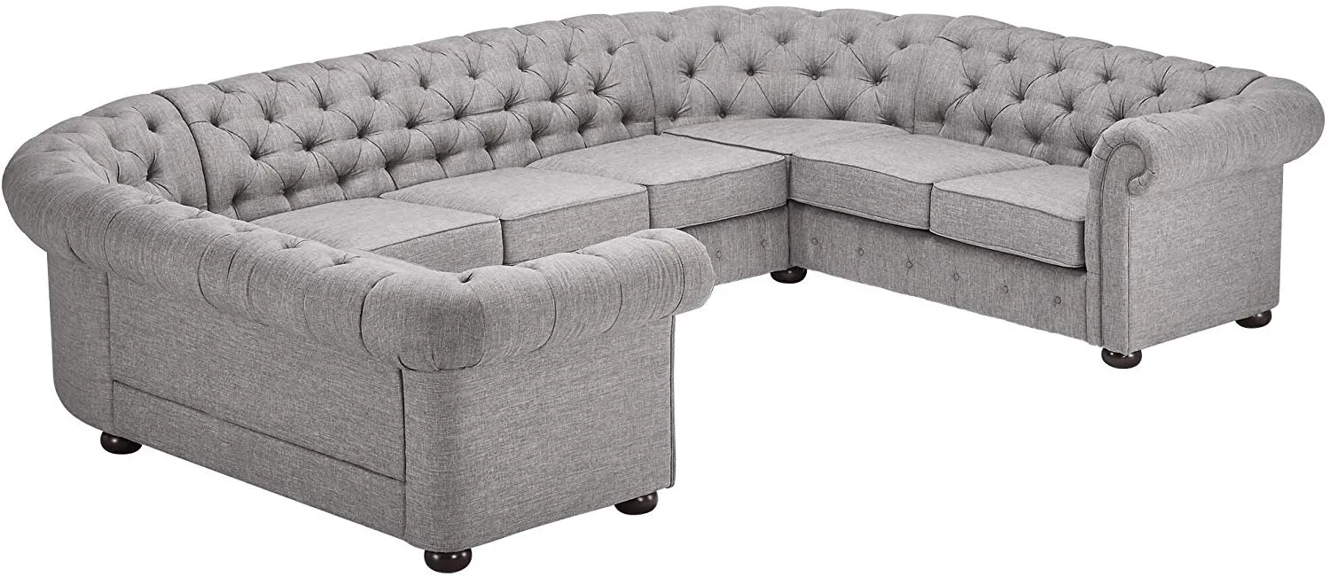 Tufted Scroll Arm Chesterfield 9-seat U-Shaped Sectional by Artisan Brown