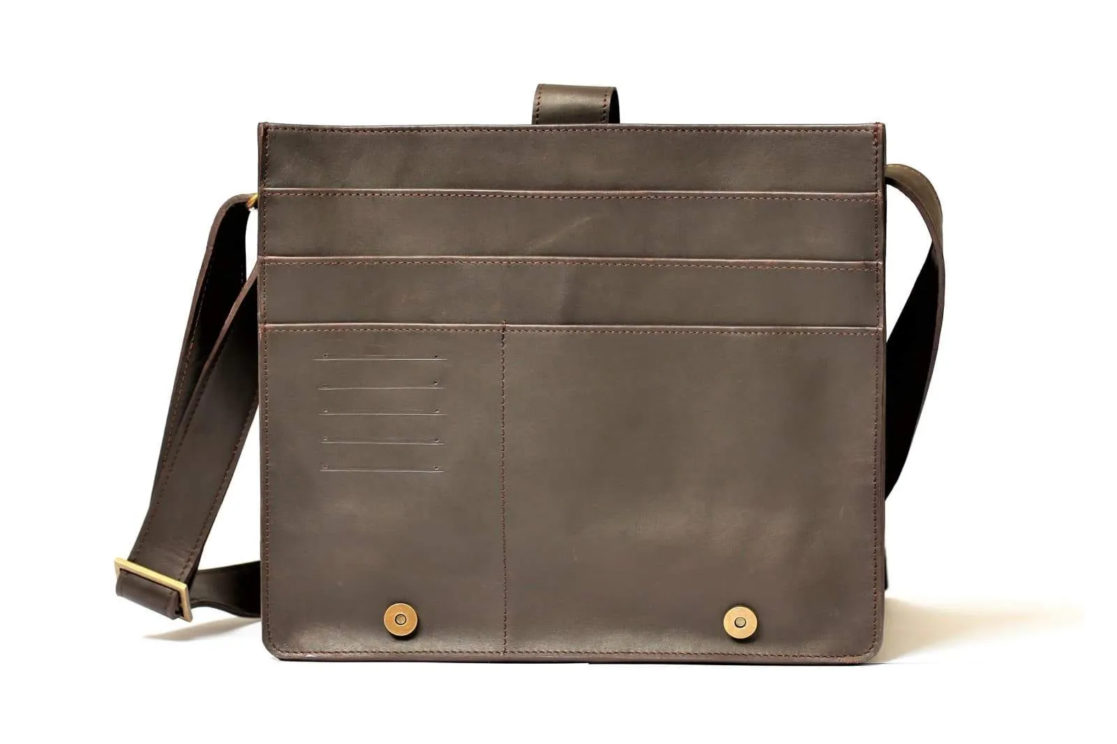 Urban Modernizer 14" leather laptop Messenger bag - Dark Brown