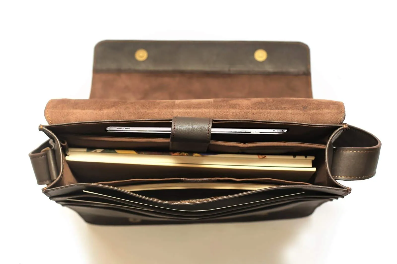 Urban Modernizer 14" leather laptop Messenger bag - Dark Brown