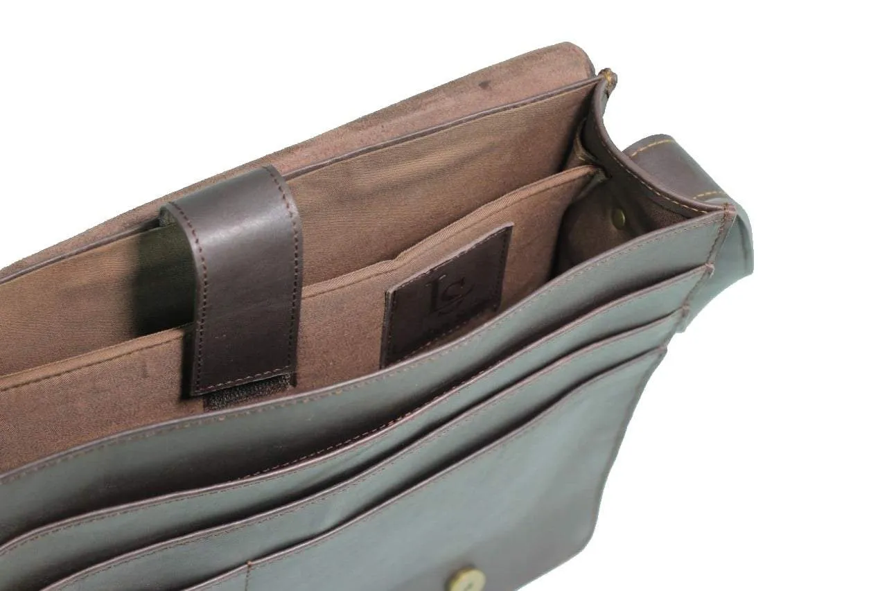 Urban Modernizer 14" leather laptop Messenger bag - Dark Brown