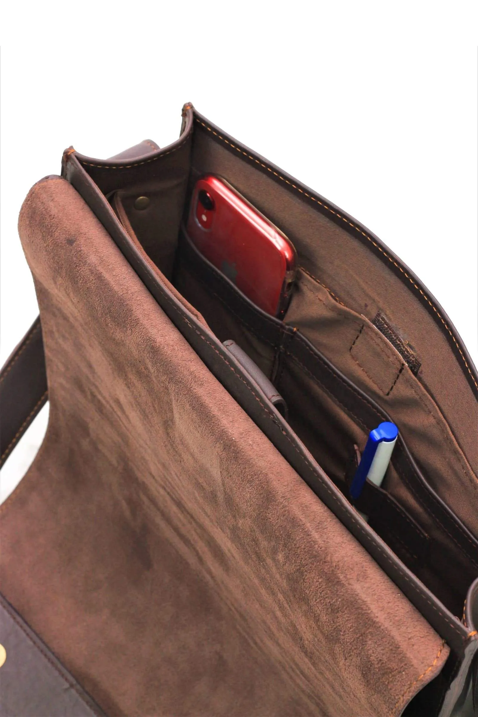 Urban Modernizer 14" leather laptop Messenger bag - Dark Brown