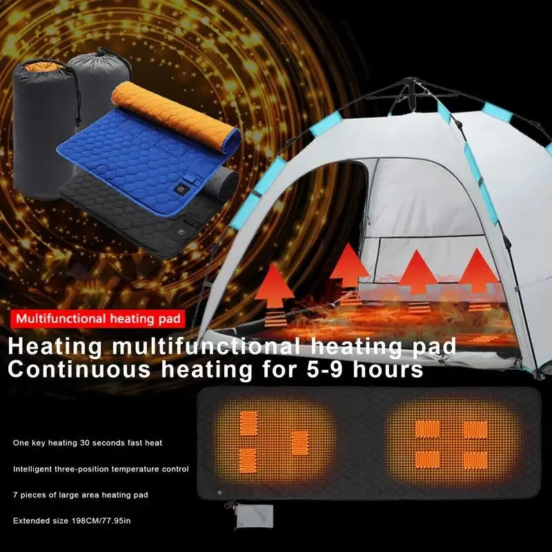 USB Heated Sleeping Bag Pad with 7 Heating Zones for Camping & Outdoor Use