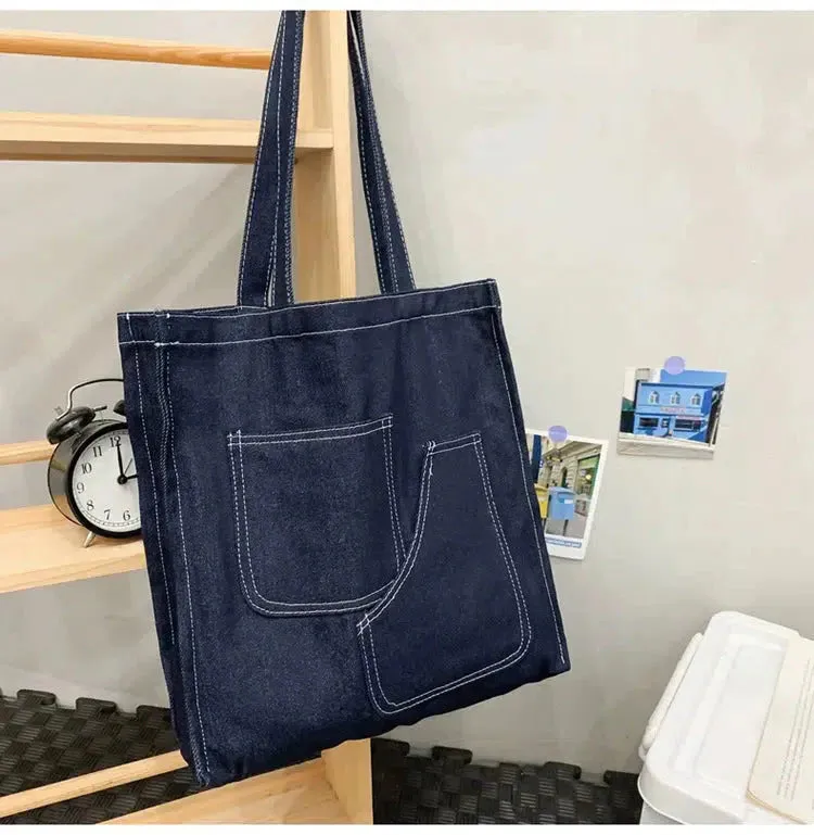 Vvsha  Christmas Gift Casual Contrast Stitching Canvas Bag