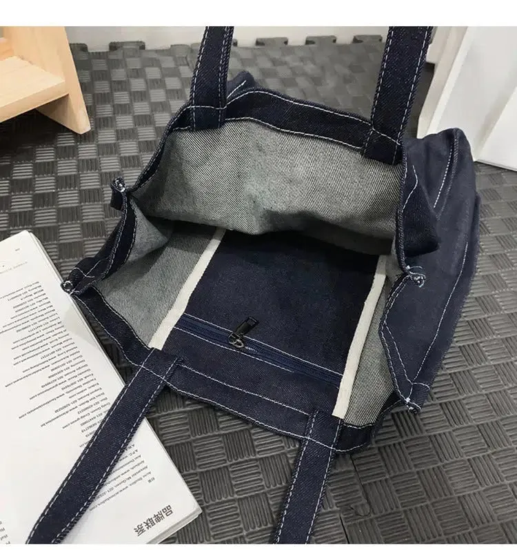 Vvsha  Christmas Gift Casual Contrast Stitching Canvas Bag