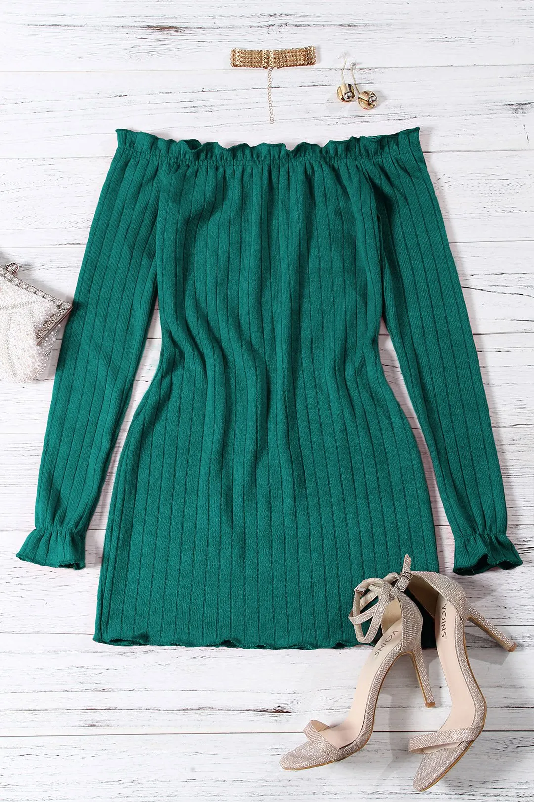 Wholesale Off The Shoulder Long Sleeve Plain Bodycon Mini Dress