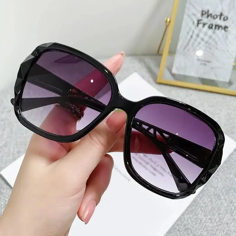 Woman Ladies Square Mirror Fashion Shades Big Sun Luxury Eyewear Brand Purple Female Sunglasses