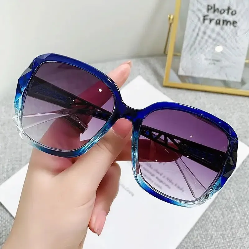 Woman Ladies Square Mirror Fashion Shades Big Sun Luxury Eyewear Brand Purple Female Sunglasses
