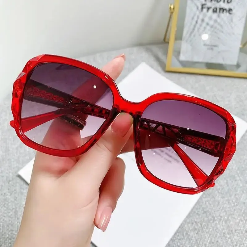 Woman Ladies Square Mirror Fashion Shades Big Sun Luxury Eyewear Brand Purple Female Sunglasses