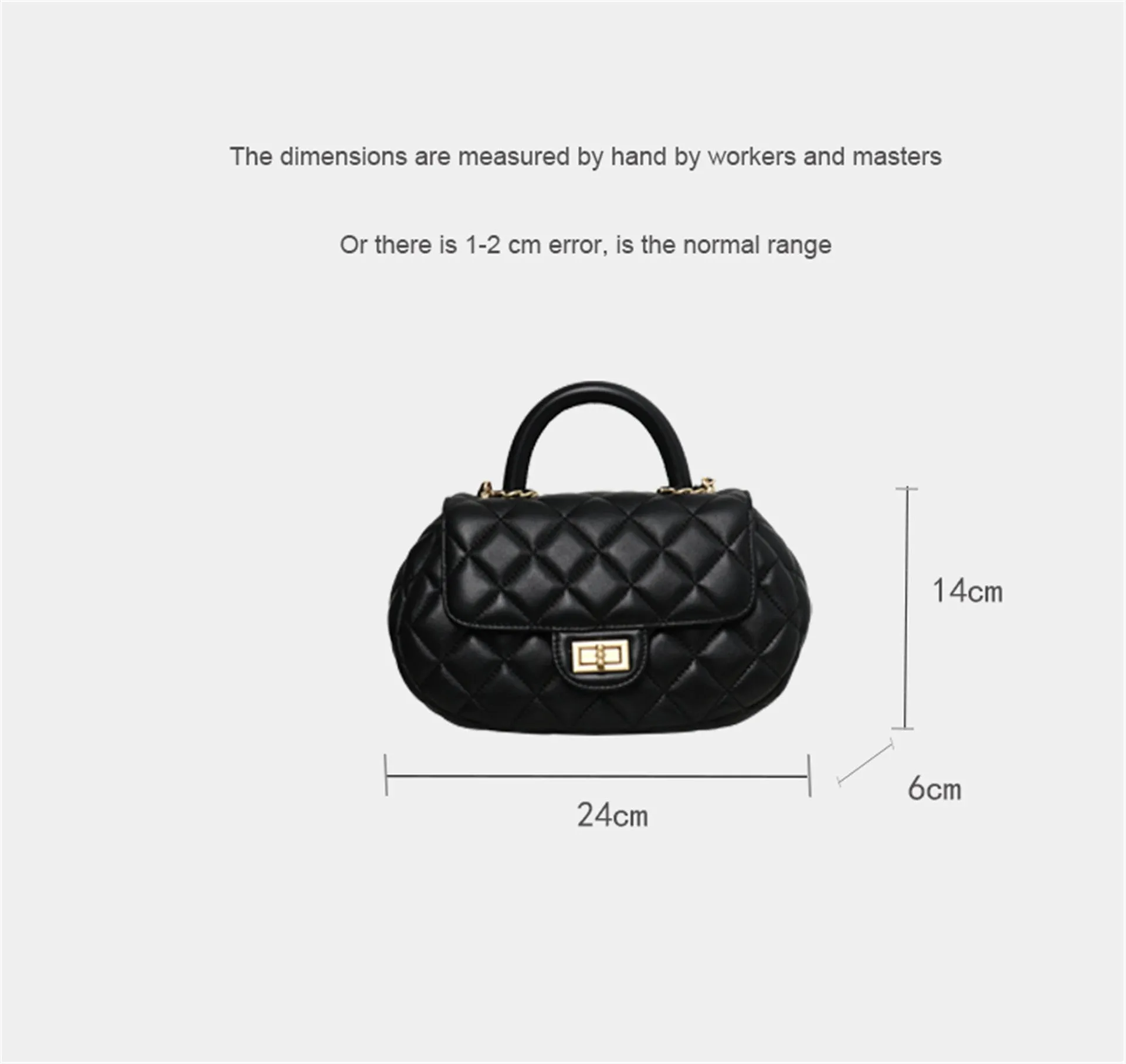 Womens Quilted Leather Cross Body Handle Flap Bag Black