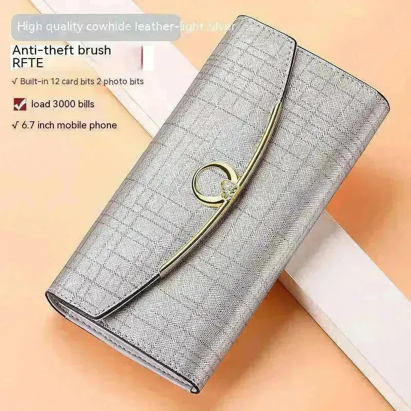 Women's Real Leather Anti theft  Large Capacity Wallet Clutch Bag