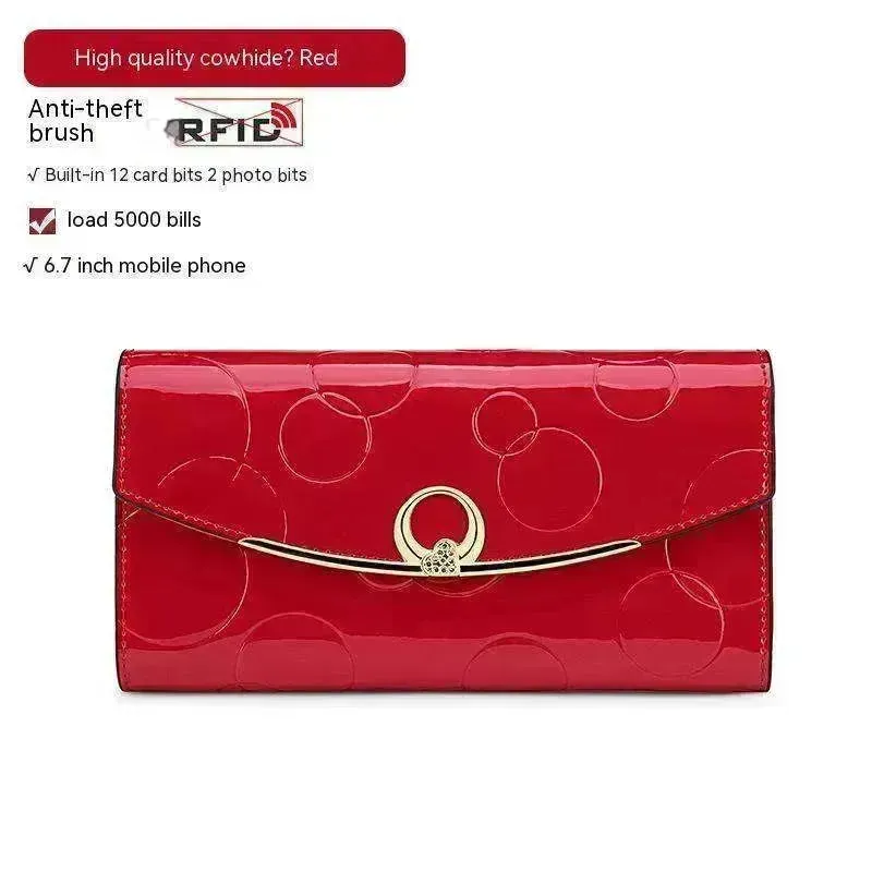 Women's Real Leather Anti theft  Large Capacity Wallet Clutch Bag