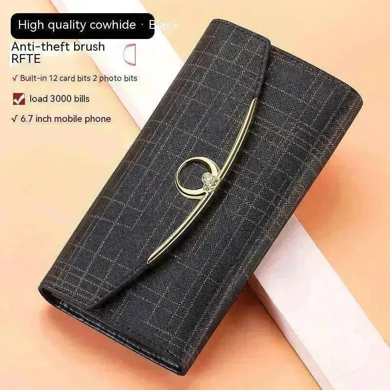 Women's Real Leather Anti theft  Large Capacity Wallet Clutch Bag