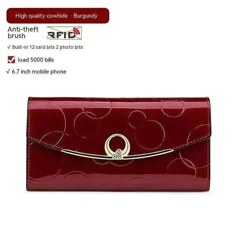 Women's Real Leather Anti theft  Large Capacity Wallet Clutch Bag