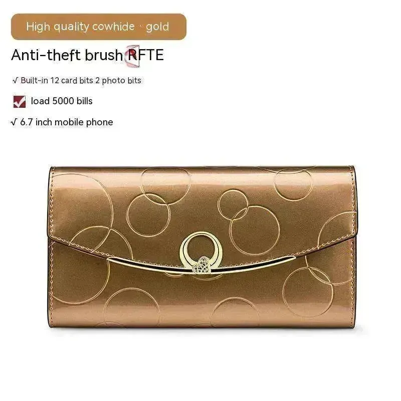 Women's Real Leather Anti theft  Large Capacity Wallet Clutch Bag