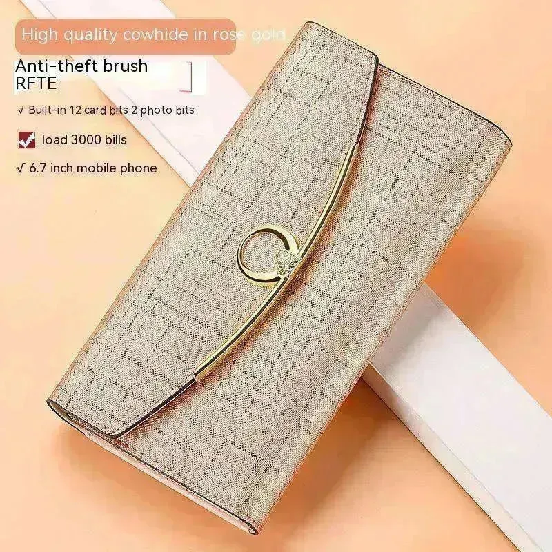 Women's Real Leather Anti theft  Large Capacity Wallet Clutch Bag