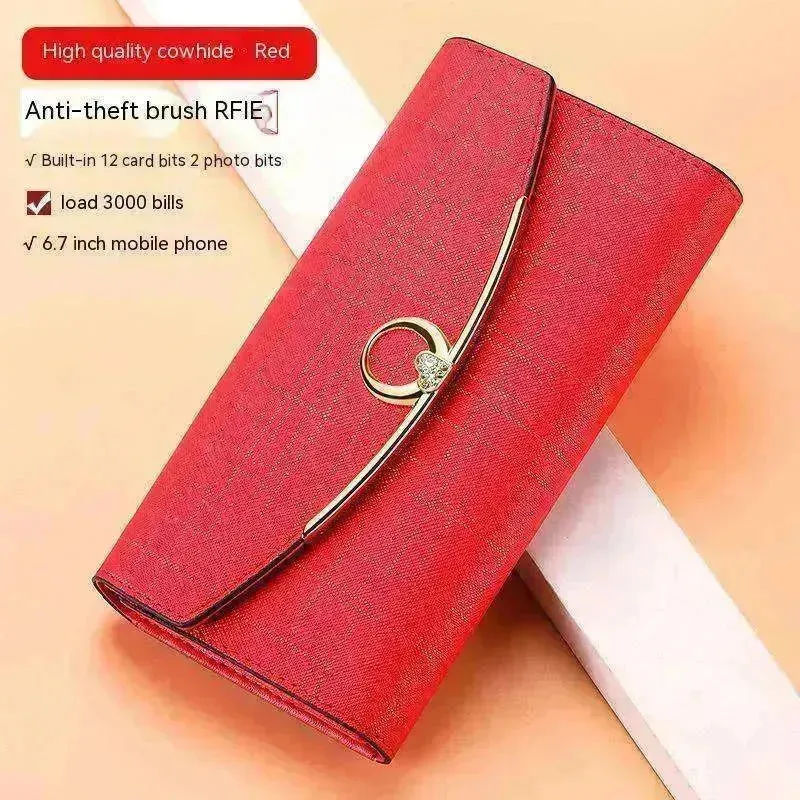 Women's Real Leather Anti theft  Large Capacity Wallet Clutch Bag