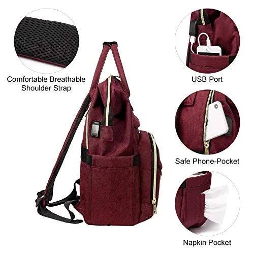 Women's Vine Red Backpack Waterproof Anti-theft Travel Back Pack
