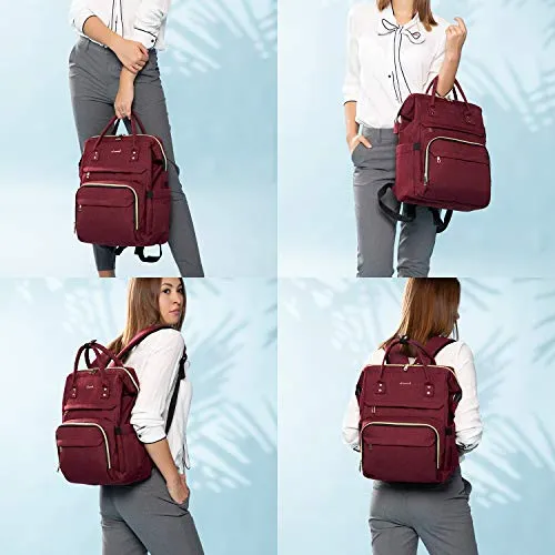 Women's Vine Red Backpack Waterproof Anti-theft Travel Back Pack