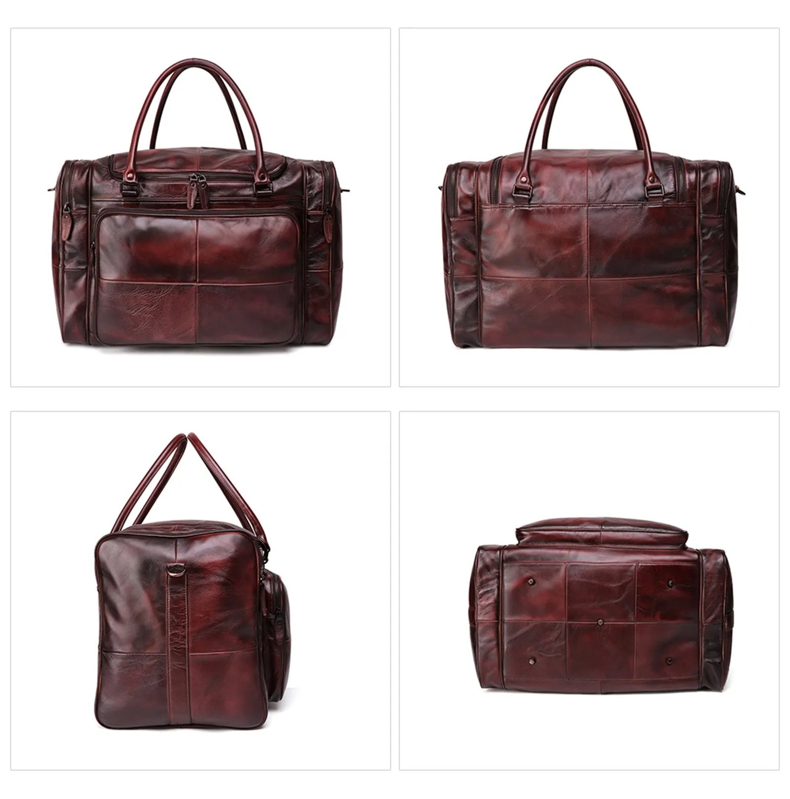 YAAGLE Unisex Large Tanned Leather Duffle Handbag YG6464