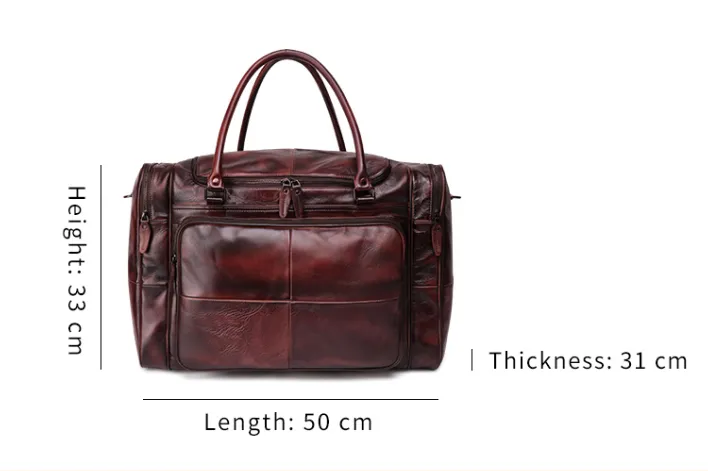 YAAGLE Unisex Large Tanned Leather Duffle Handbag YG6464