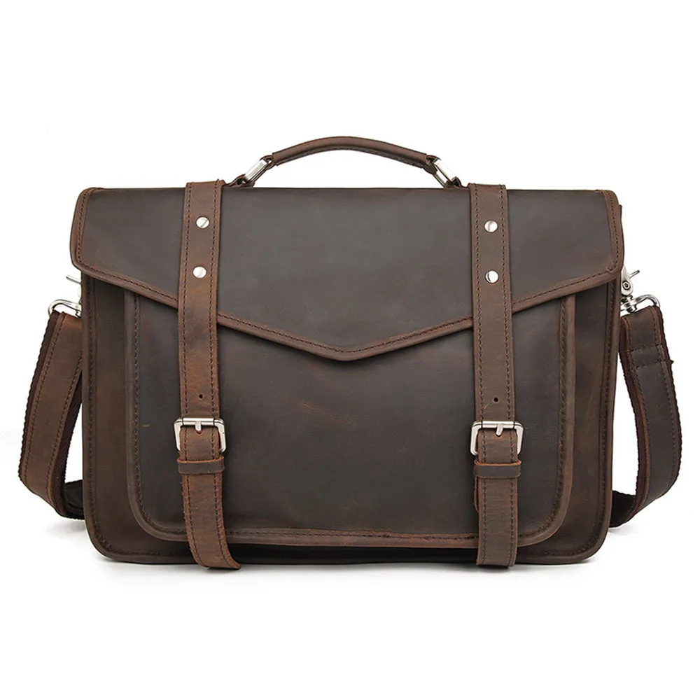 YAAGLE Vintage Crazy Horse Leather Business Briefcase YG7377R