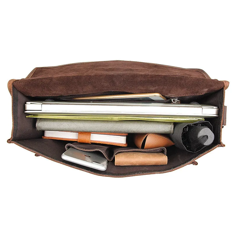 YAAGLE Vintage Crazy Horse Leather Business Briefcase YG7377R