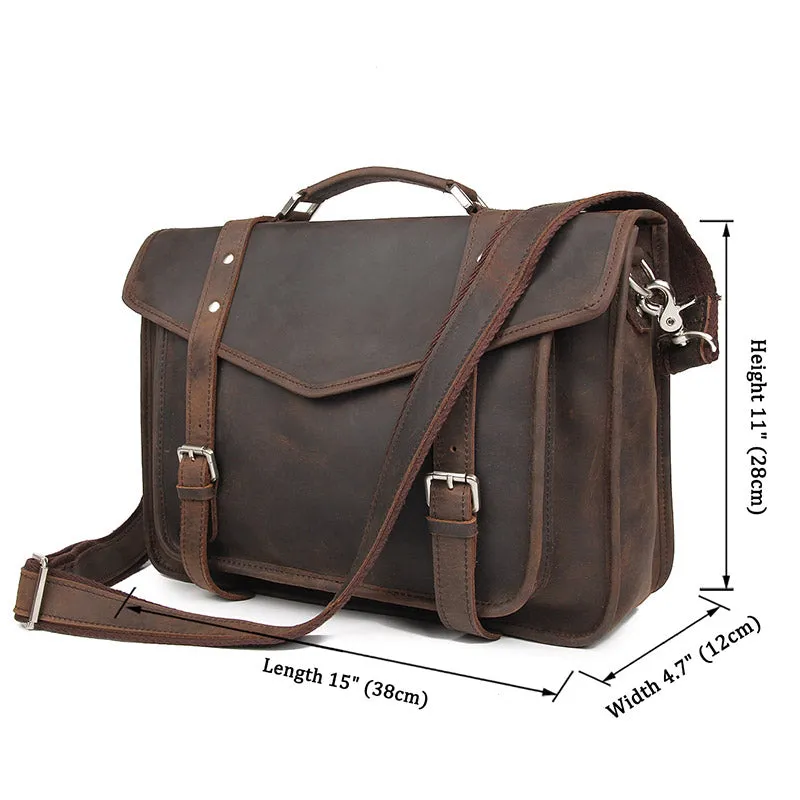 YAAGLE Vintage Crazy Horse Leather Business Briefcase YG7377R