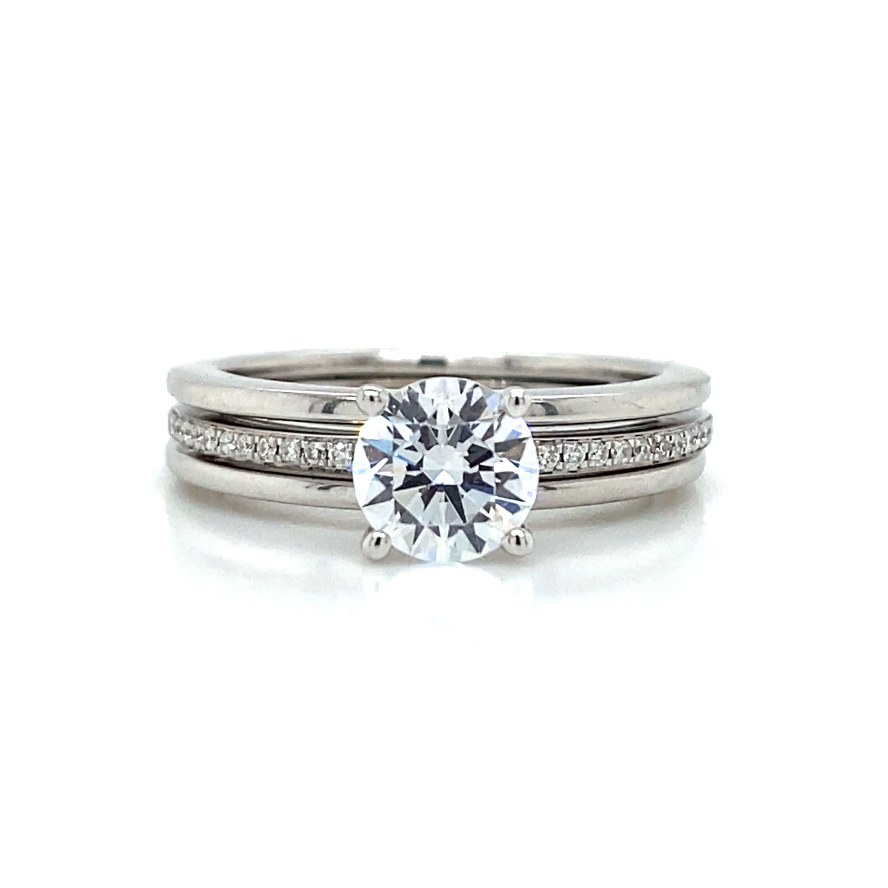 Zeghani Pave Bridal Set in 14k White Gold