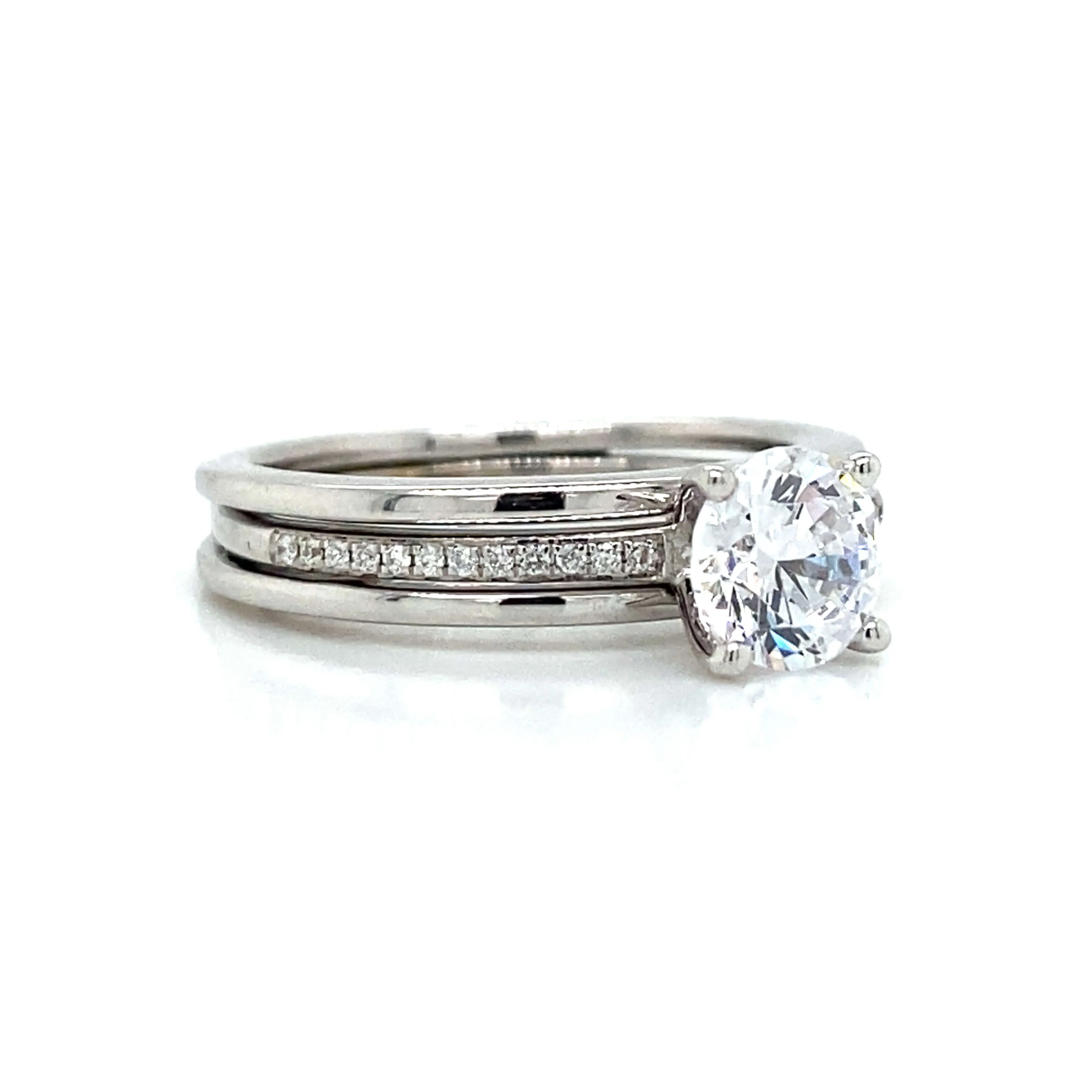 Zeghani Pave Bridal Set in 14k White Gold